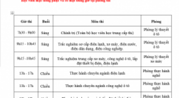 THÔNG BÁO LỊCH THI TỐT NGHIỆP THÁNG 12/2024